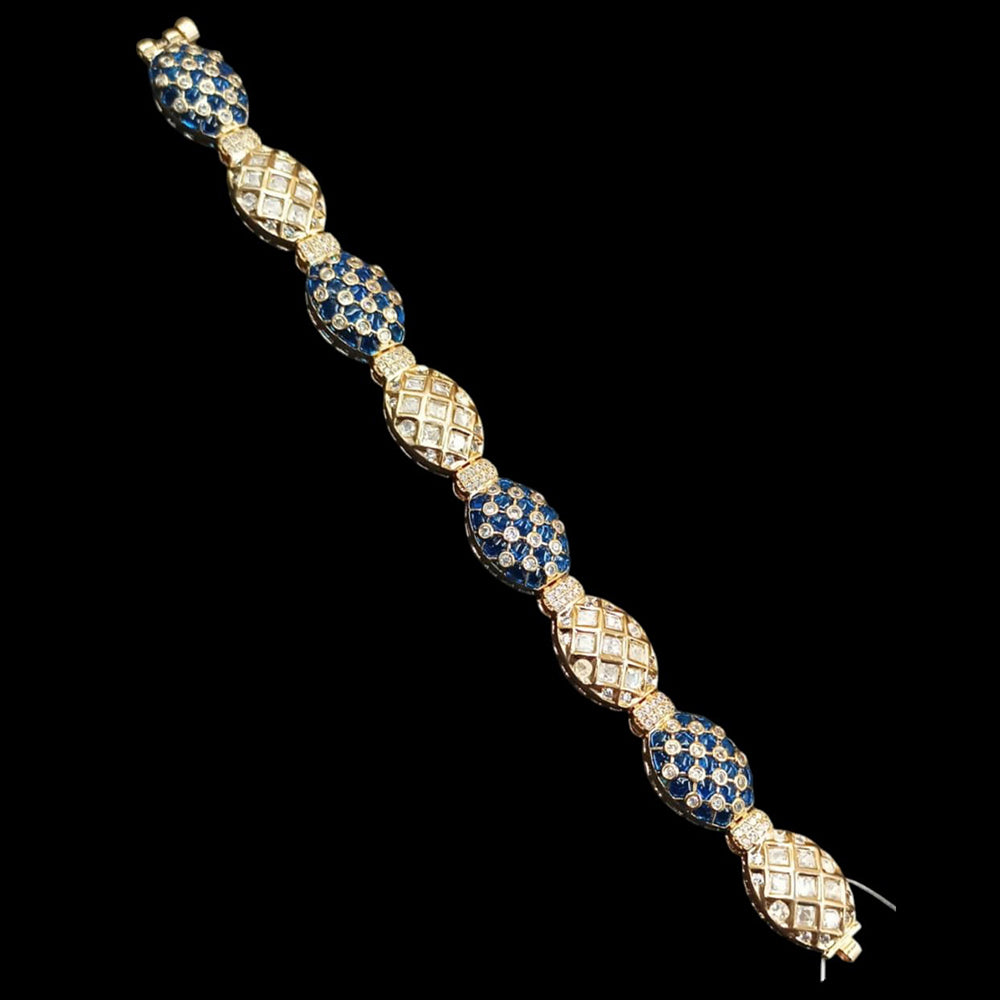 NAFJ Gold Plated Polki Kundan Stone Bracelet