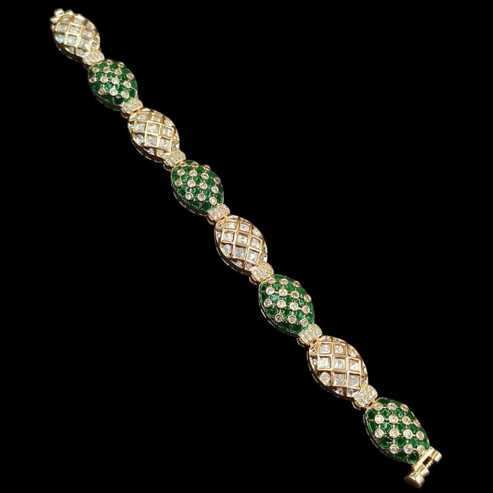NAFJ Gold Plated Polki Kundan Stone Bracelet