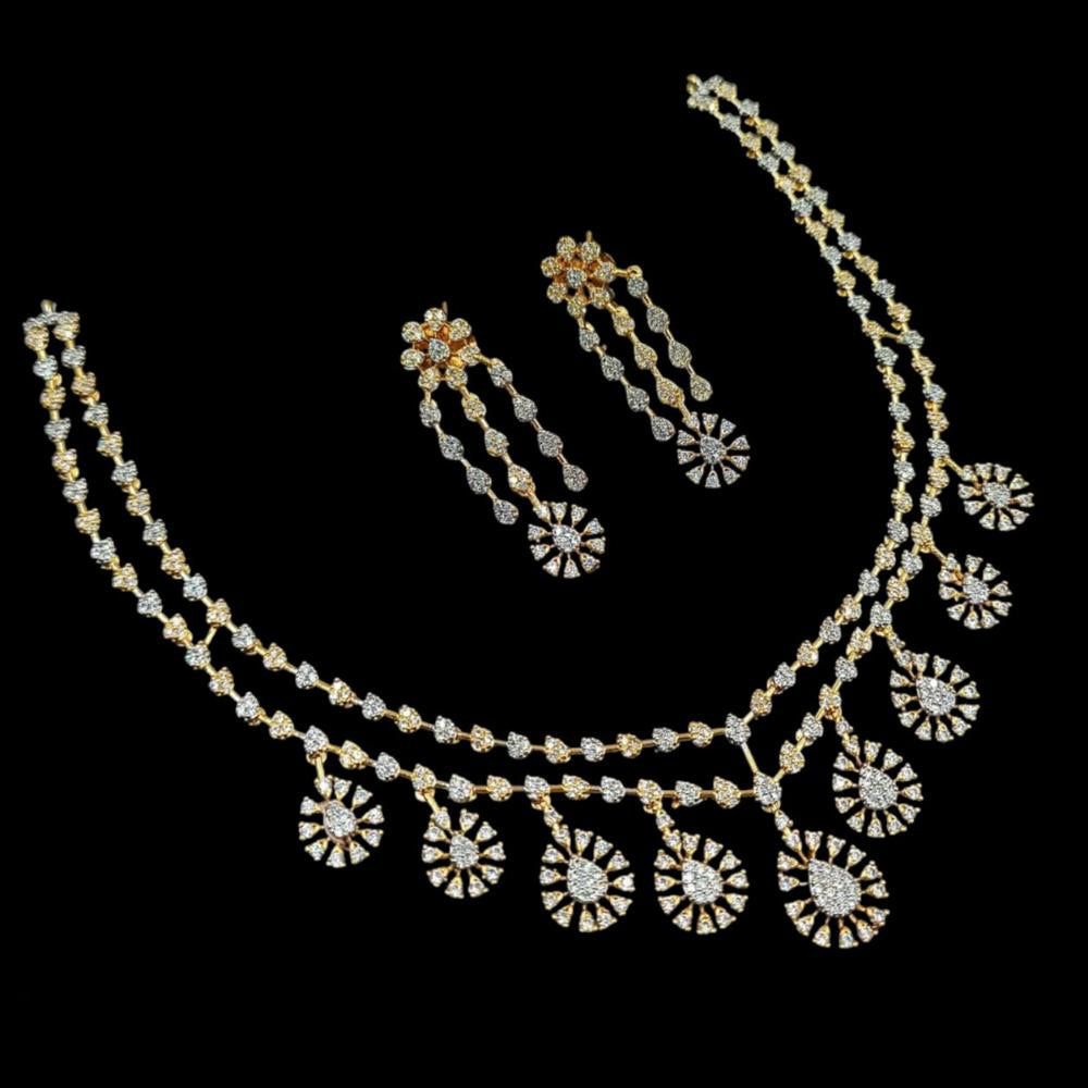 NAFJ Elegant 2 Tone Plated Austrian Stone Necklace Set