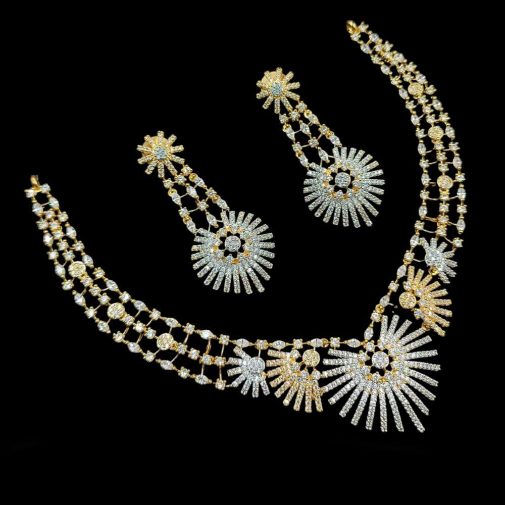 NAFJ Elegant 2 Tone Plated Austrian Stone Necklace Set