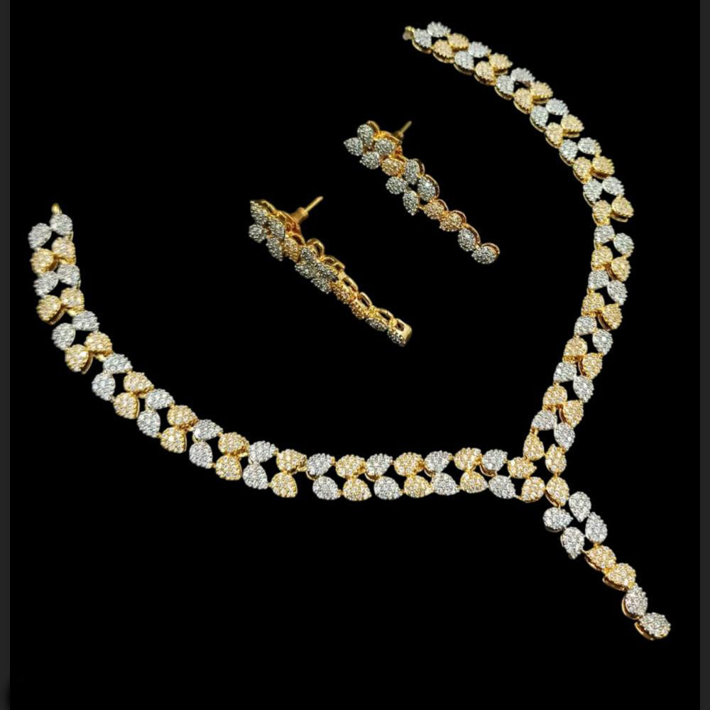 NAFJ Elegant 2 Tone Plated Austrian Stone Necklace Set