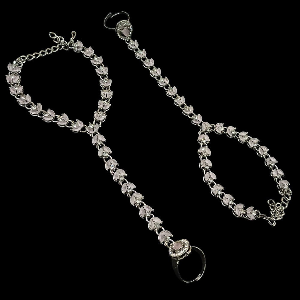 NAFJ Elegant Silver Plated Crystal Stone Hand Harness