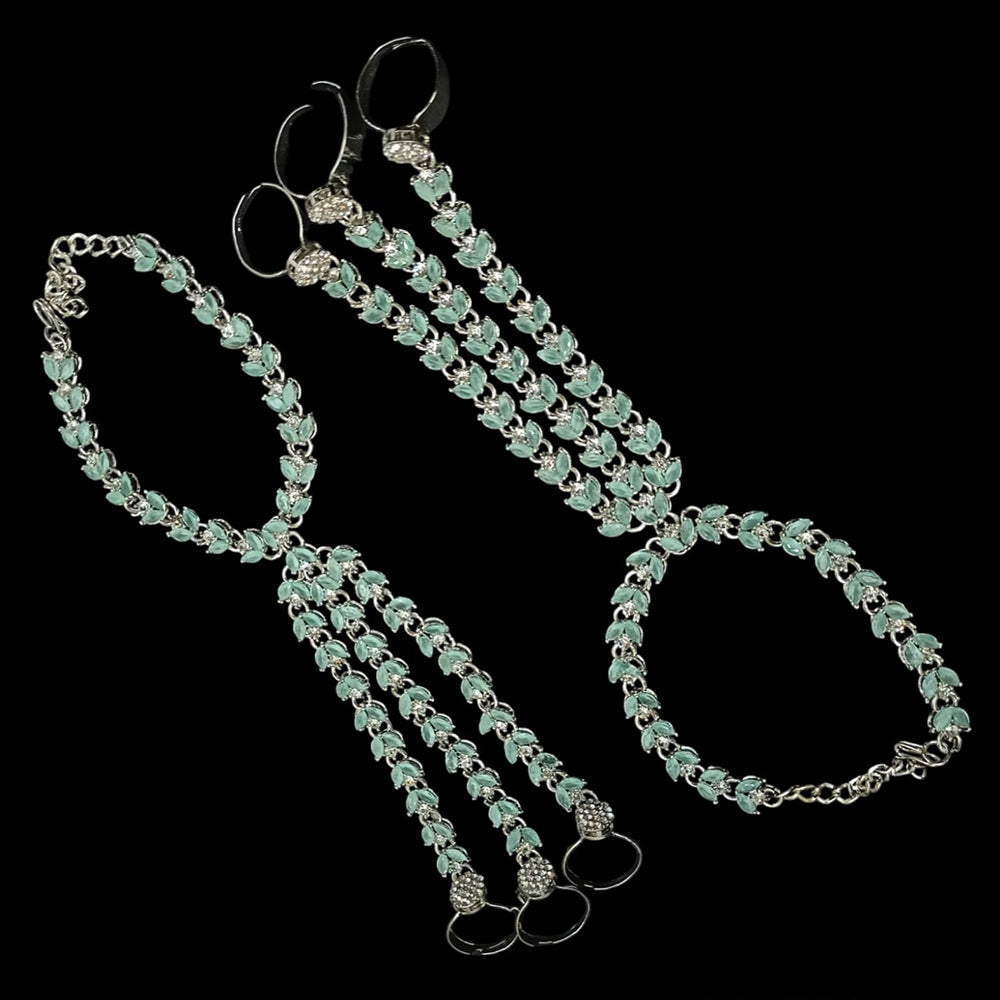 NAFJ Elegant Silver Plated Crystal Stone Hand Harness