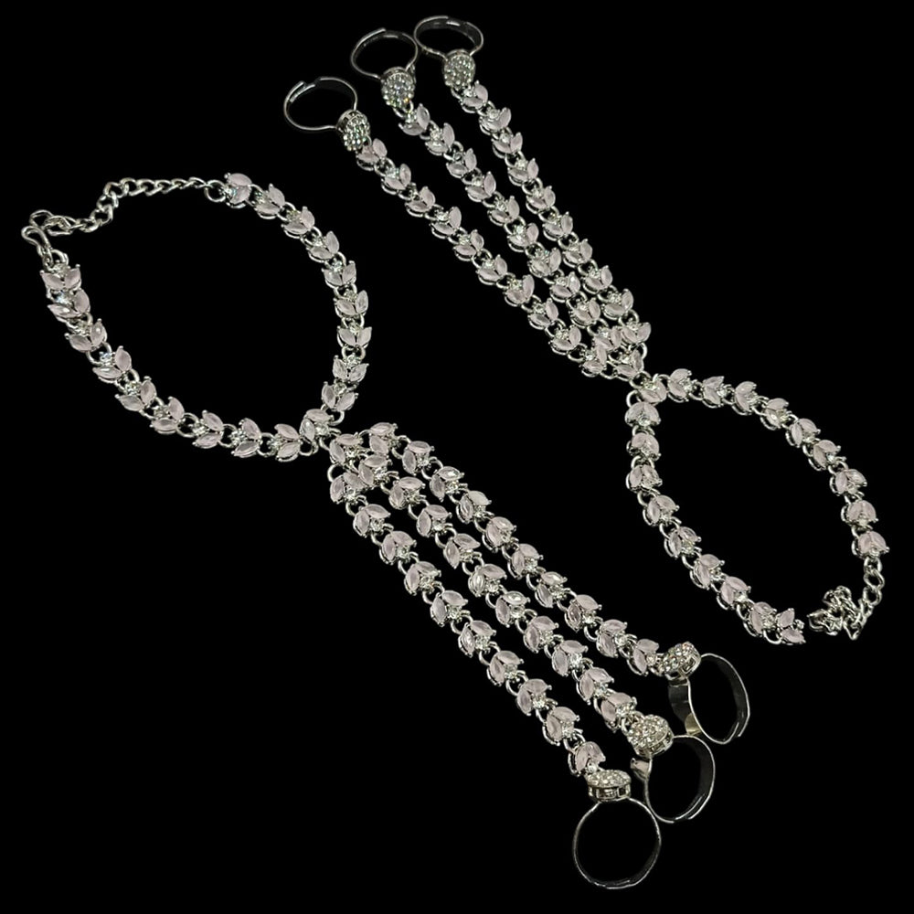 NAFJ Elegant Silver Plated Crystal Stone Hand Harness