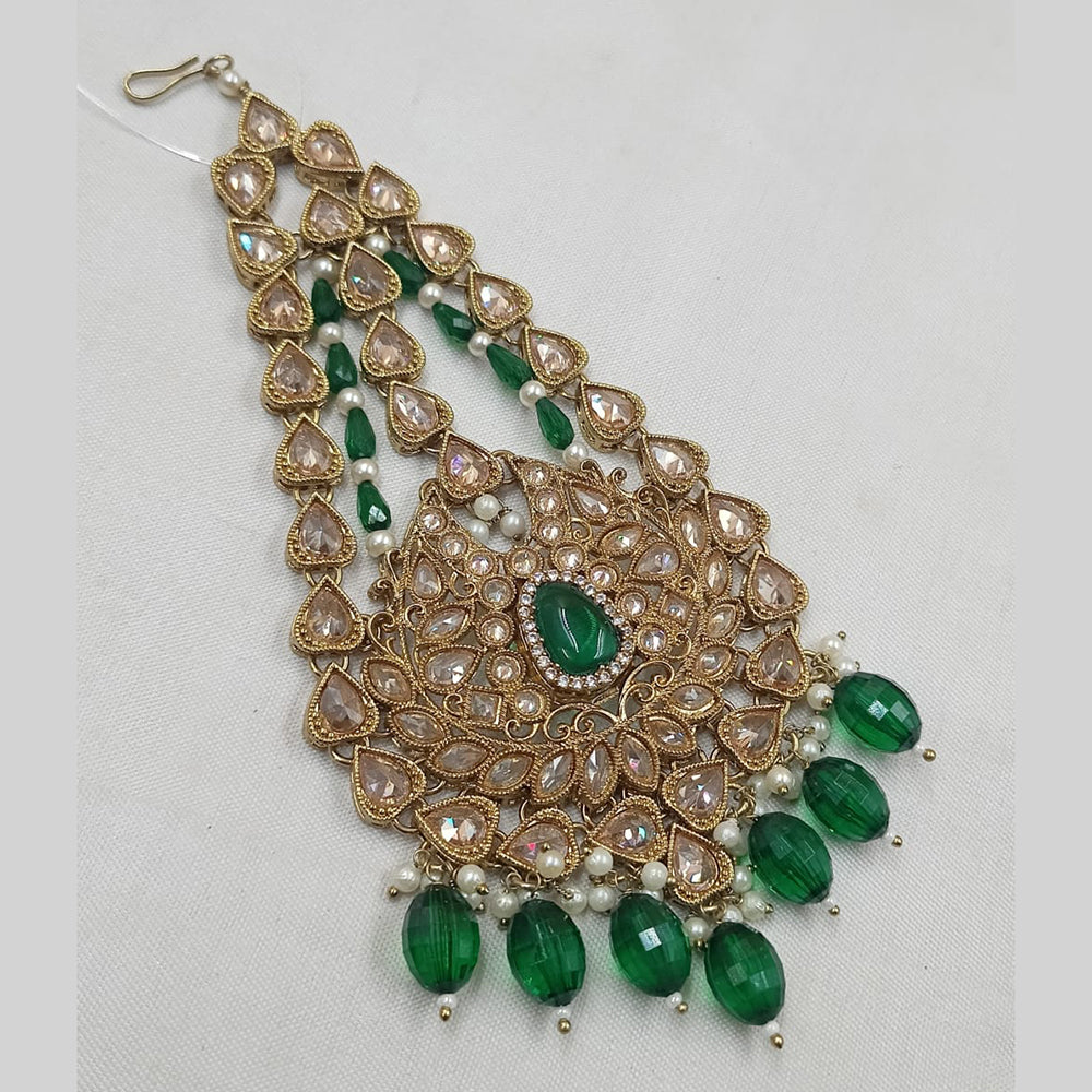 NAFJ Gold Plated Crystal Stone Pearls And Beads Pasa