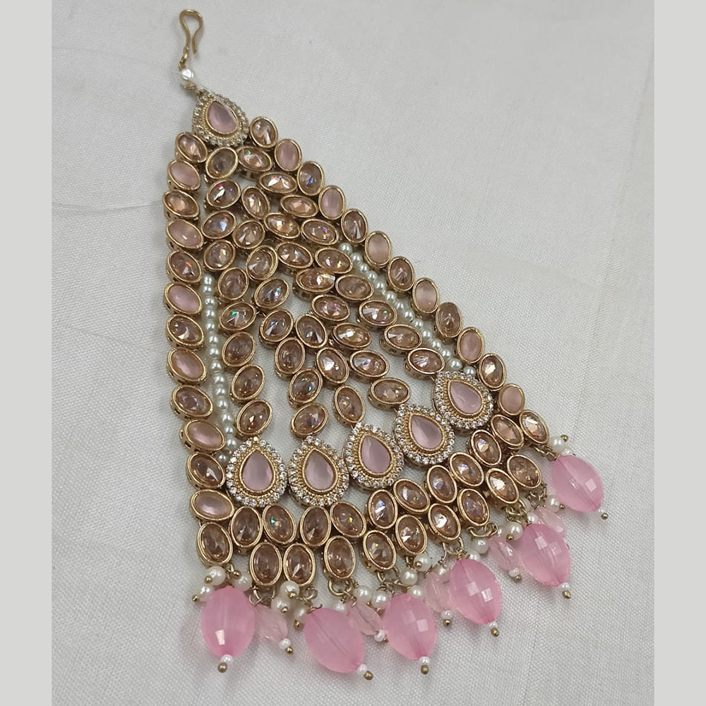 NAFJ Gold Plated Crystal Stone Pearls And Beads Pasa