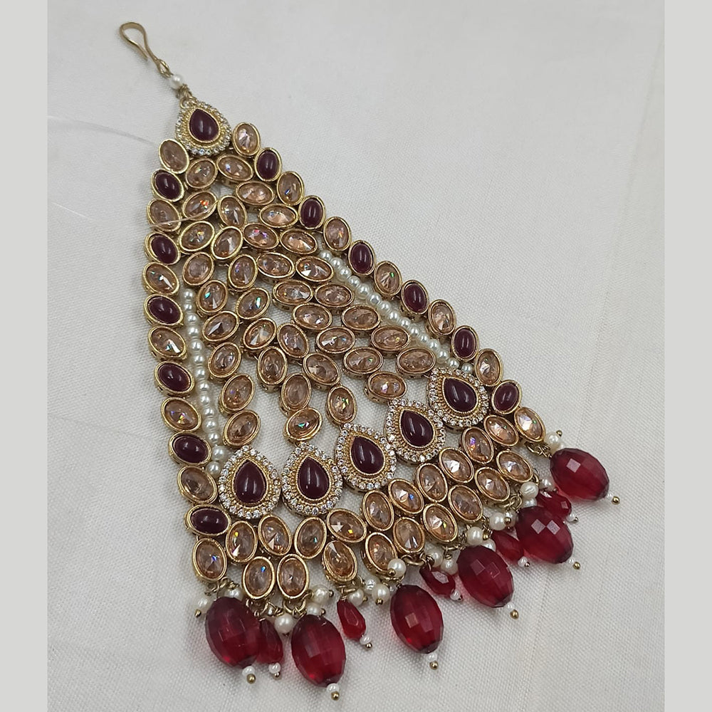 NAFJ Gold Plated Crystal Stone Pearls And Beads Pasa