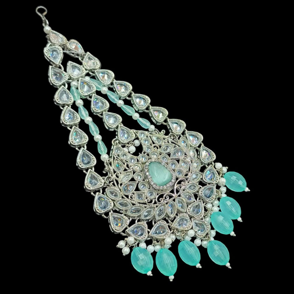 NAFJ Silver Plated Crystal Stone Pearls And Beads Pasa