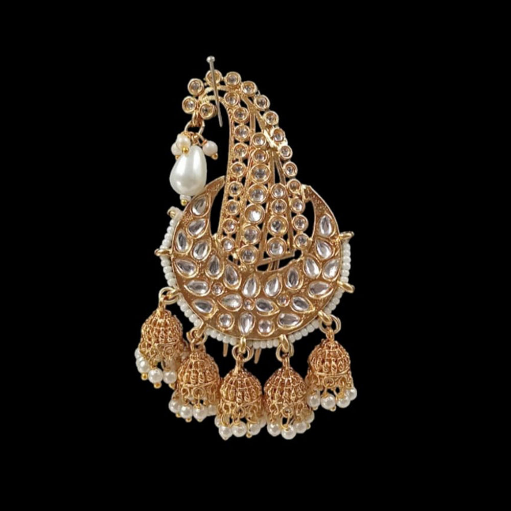 NAFJ Regal Spark Gold Plated Kundan Stone Brooch for Pheta / Saafa / Kalangi