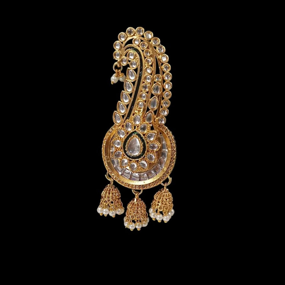 NAFJ Regal Spark Gold Plated Kundan Stone Brooch for Pheta / Saafa / Kalangi
