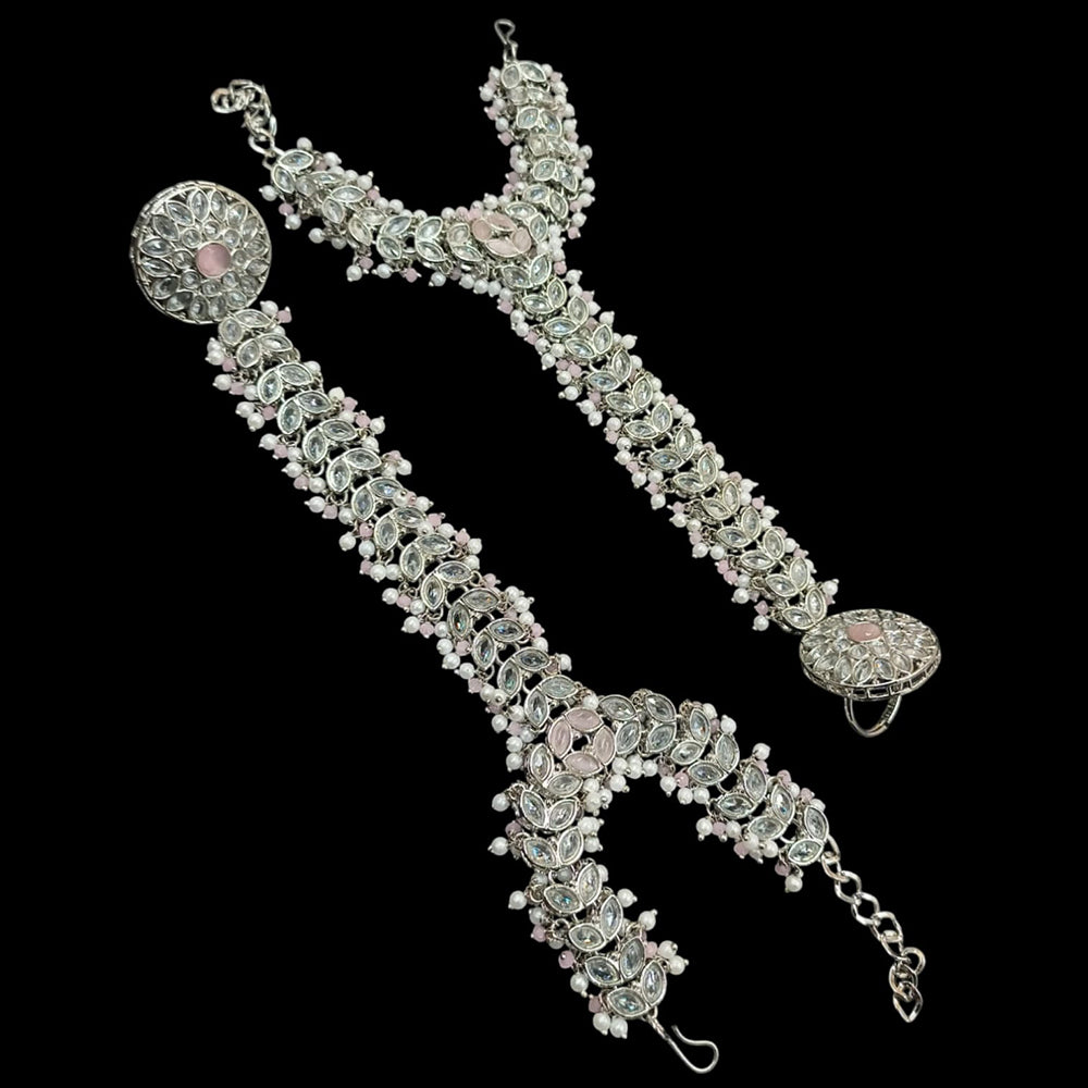 NAFJ Silver Plated Crystal Stone Hand Harness