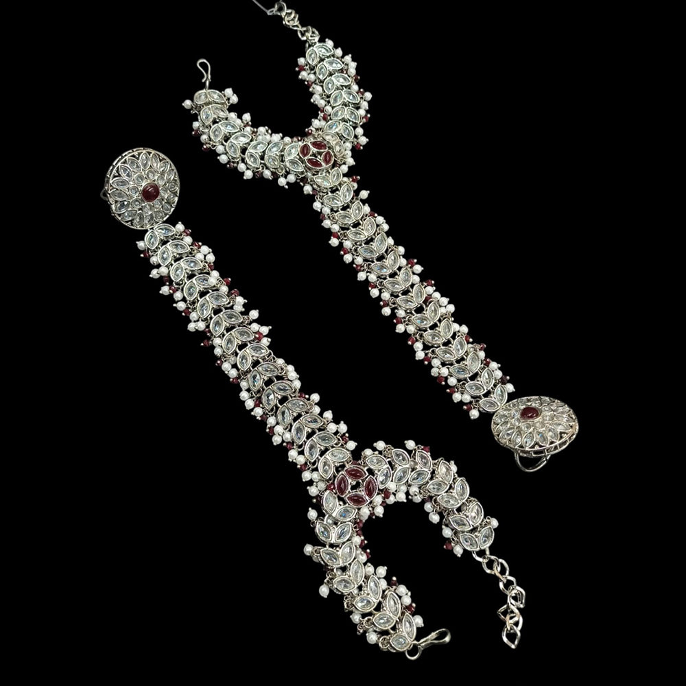 NAFJ Silver Plated Crystal Stone Hand Harness