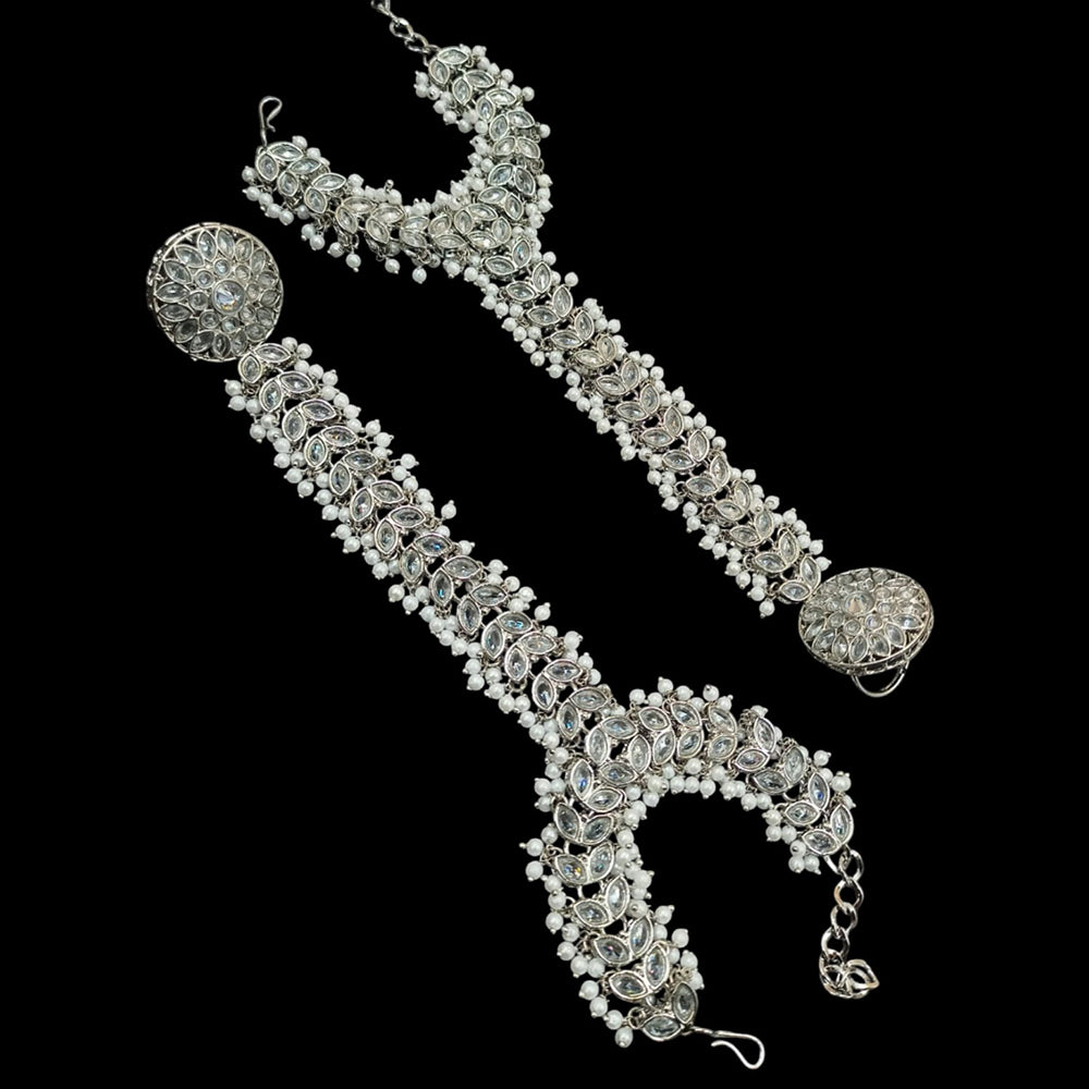 NAFJ Silver Plated Crystal Stone Hand Harness