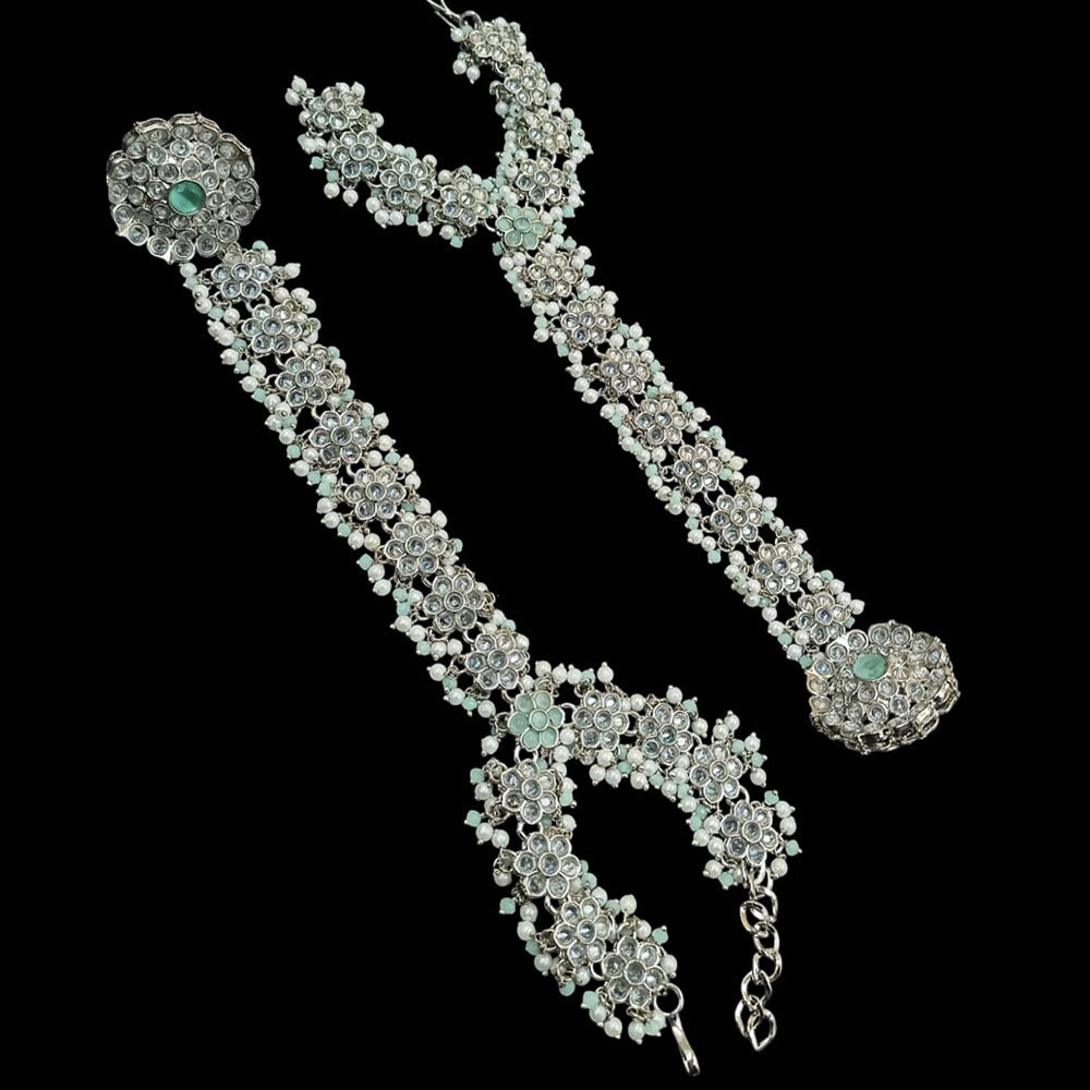 NAFJ Silver Plated Crystal Stone Hand Harness