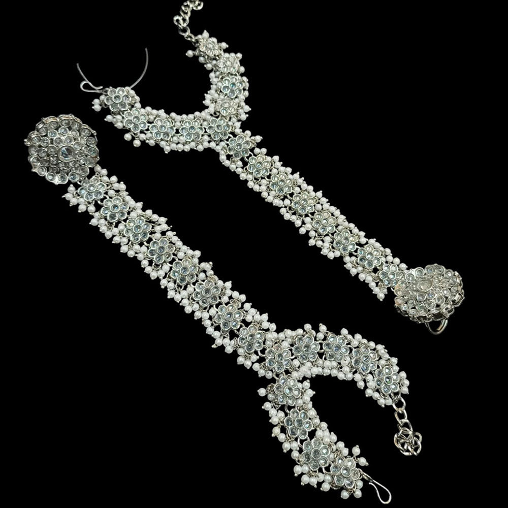 NAFJ Silver Plated Crystal Stone Hand Harness