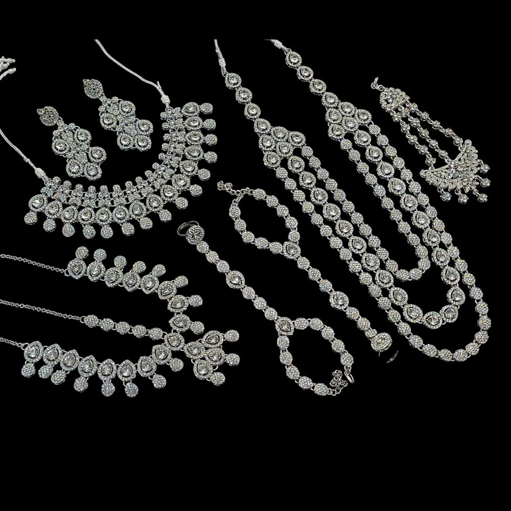 NAFJ Silver Plated Austrian Stone Bridal Set