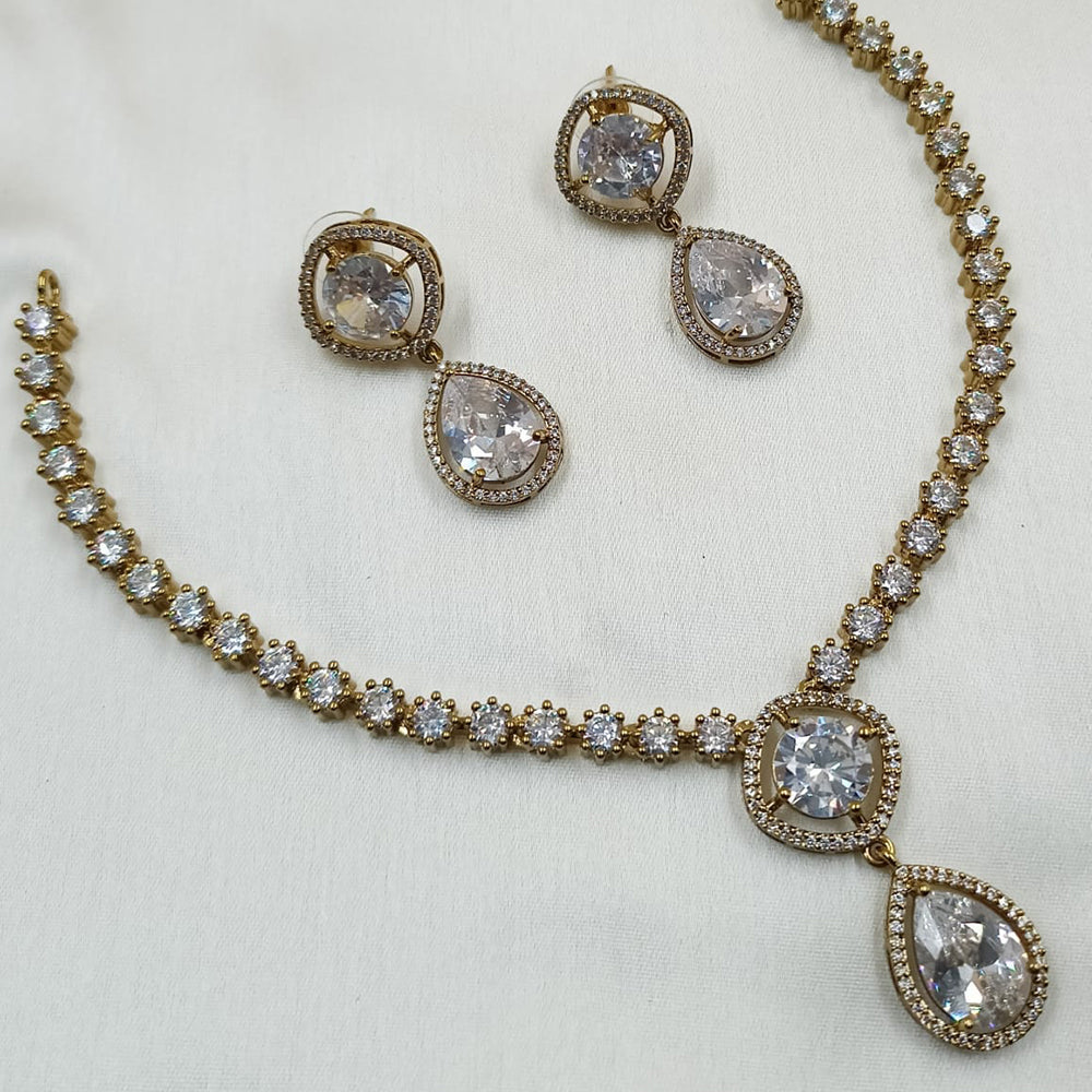 NAFJ Mehndi Plated American Diamond Necklace Set