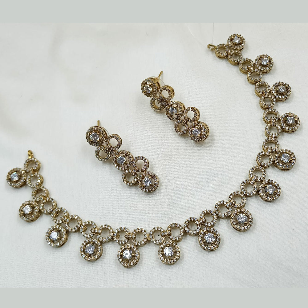 NAFJ Mehndi Plated American Diamond Necklace Set
