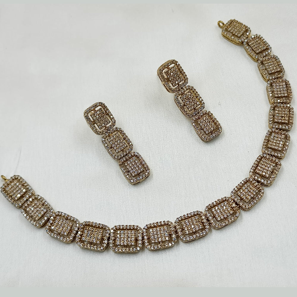 NAFJ Mehndi Plated American Diamond Necklace Set