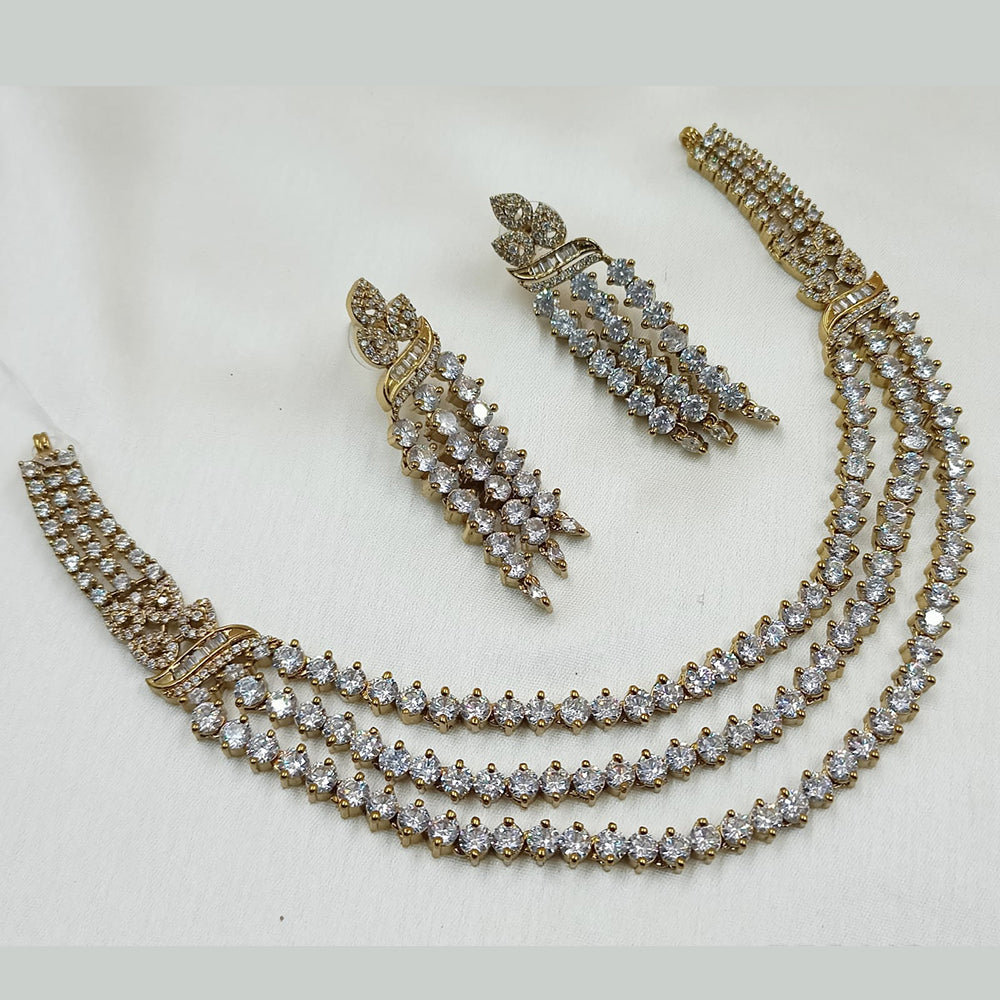 NAFJ Mehndi Plated American Diamond Necklace Set