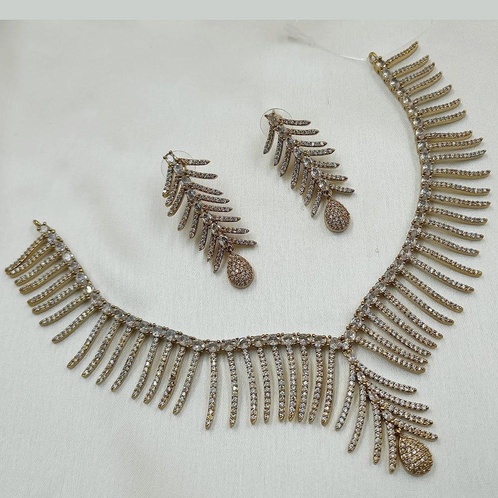NAFJ Mehndi Plated American Diamond Necklace Set