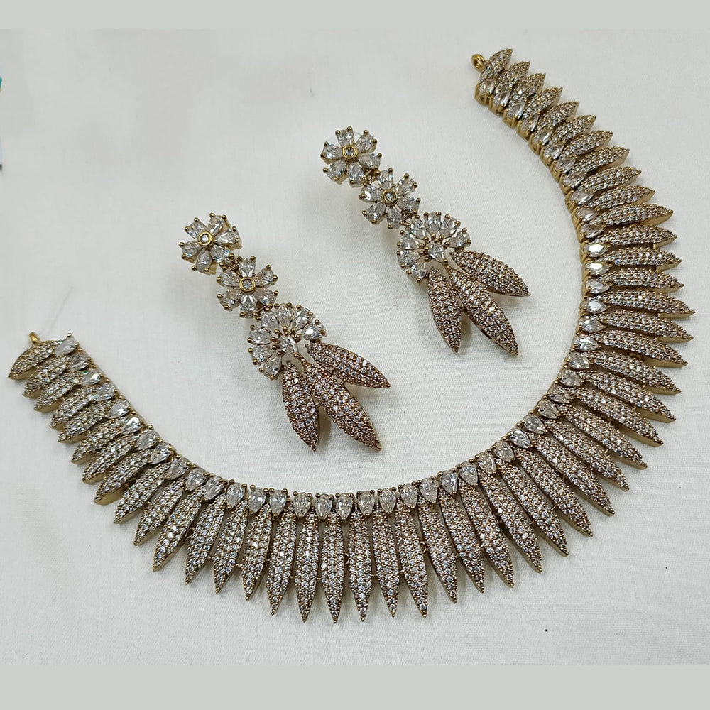 NAFJ Mehndi Plated American Diamond Necklace Set