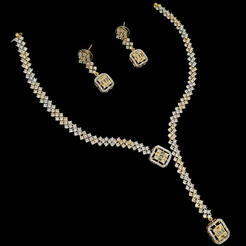 NAFJ Gold Plated American Diamond Necklace Set