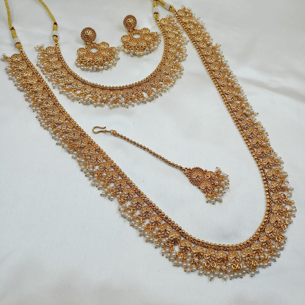 NAFJ Gold Plated Pearl Necklace Combo