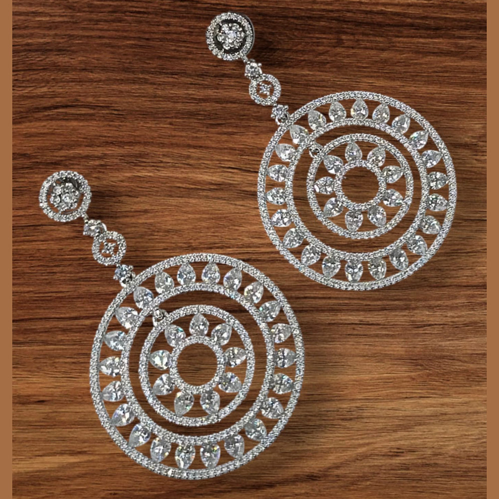 NAFJ Silver Plated American Diamond Dangler Earrings