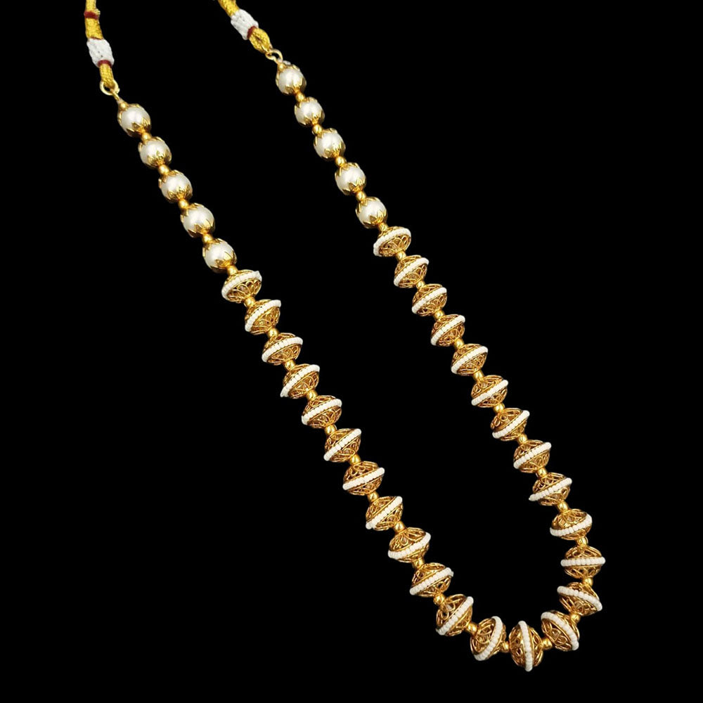 NAFJ Elegant Gold Plated Beads Long Necklace