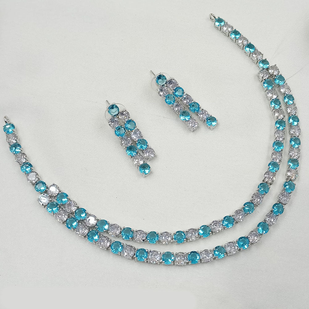 NAFJ Silver Plated American Diamond Necklace Set