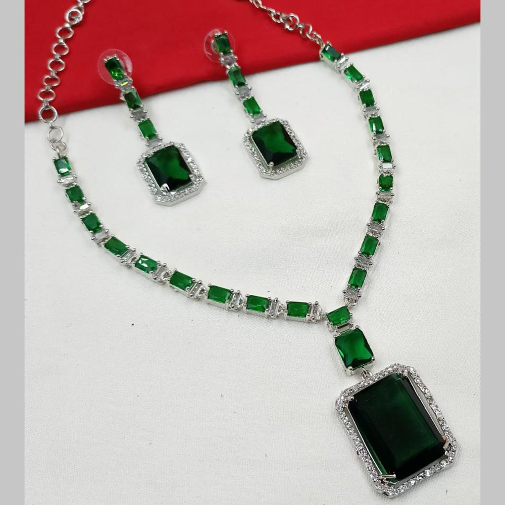 NAFJ Silver Plated American Diamond Necklace Set