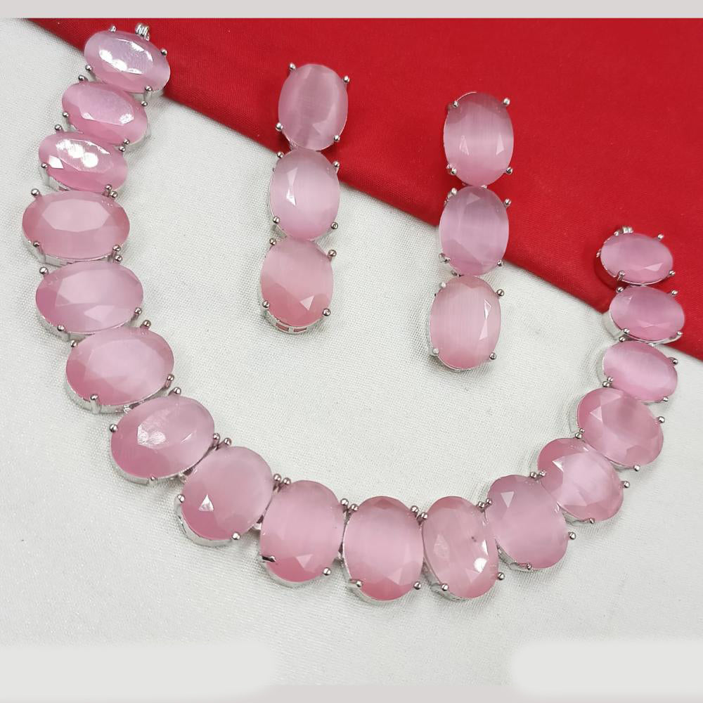 NAFJ Silver Plated American Diamond Necklace Set