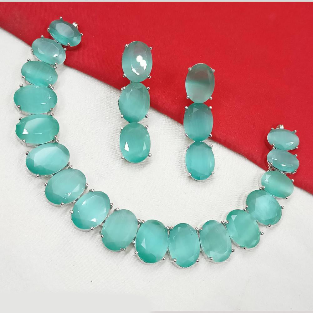 NAFJ Silver Plated American Diamond Necklace Set