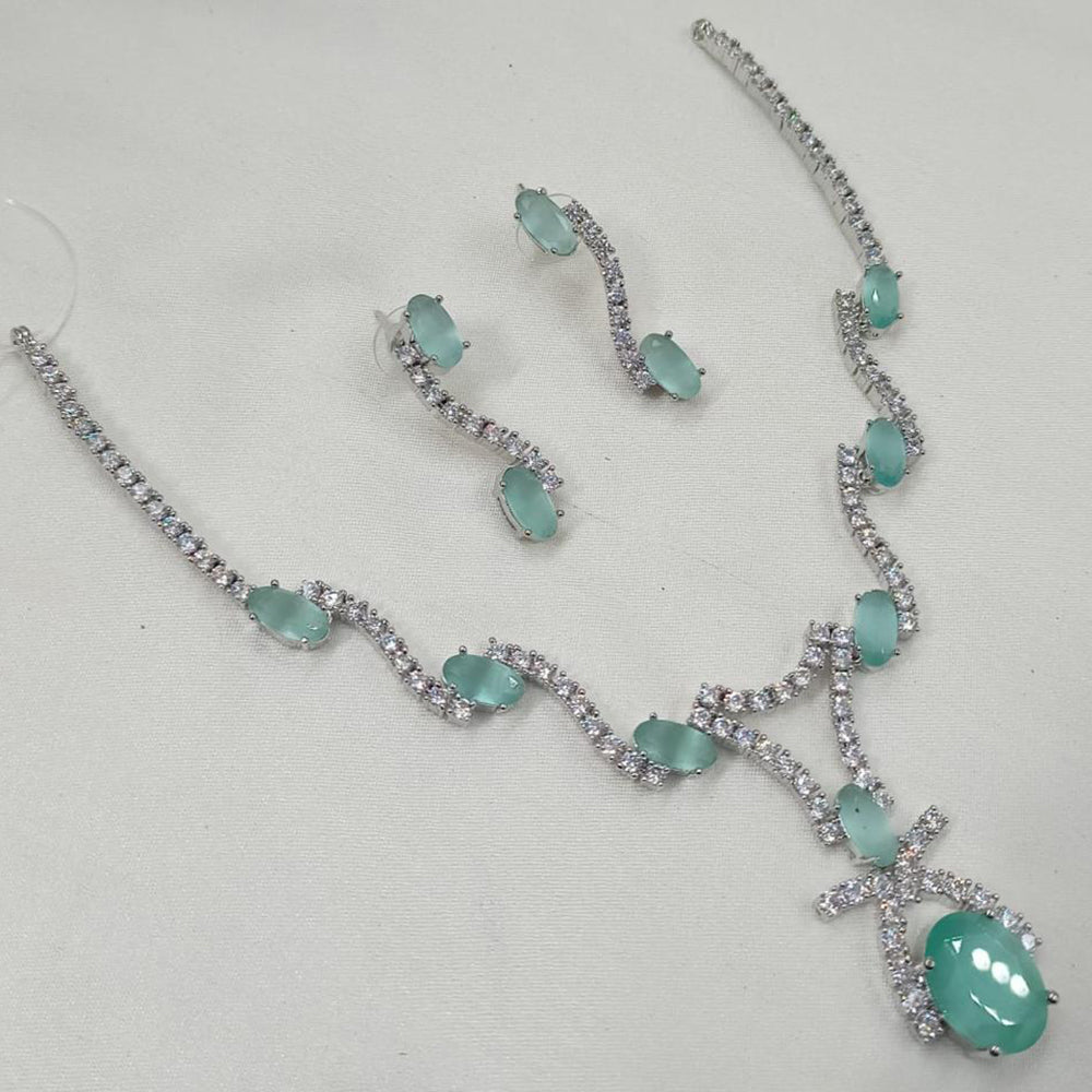 NAFJ Silver Plated American Diamond Necklace Set