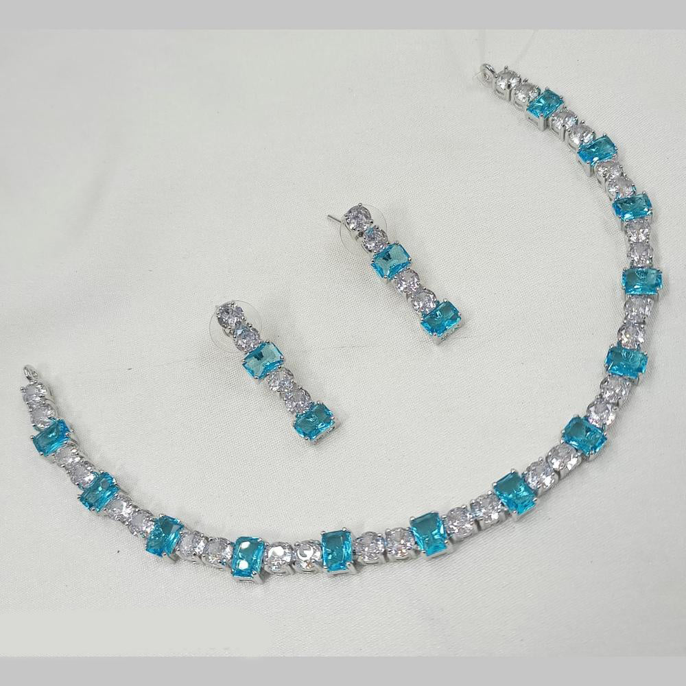 NAFJ Silver Plated American Diamond Necklace Set