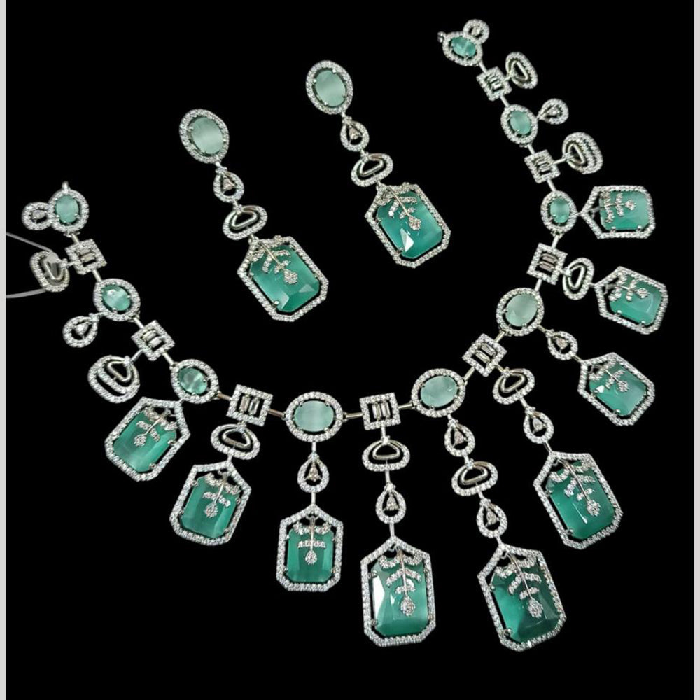 NAFJ Silver Plated American Diamond Necklace Set