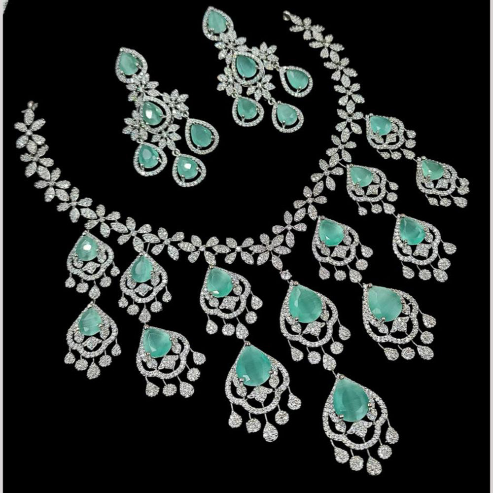 NAFJ Silver Plated American Diamond Necklace Set