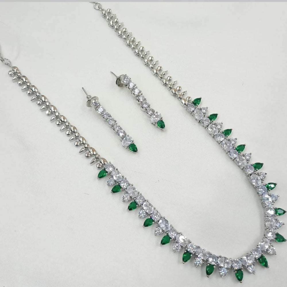 NAFJ Silver Plated American Diamond Necklace Set