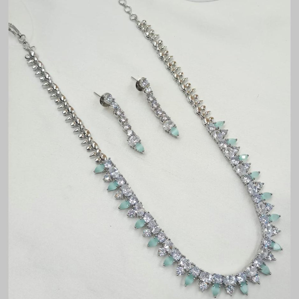 NAFJ Silver Plated American Diamond Necklace Set