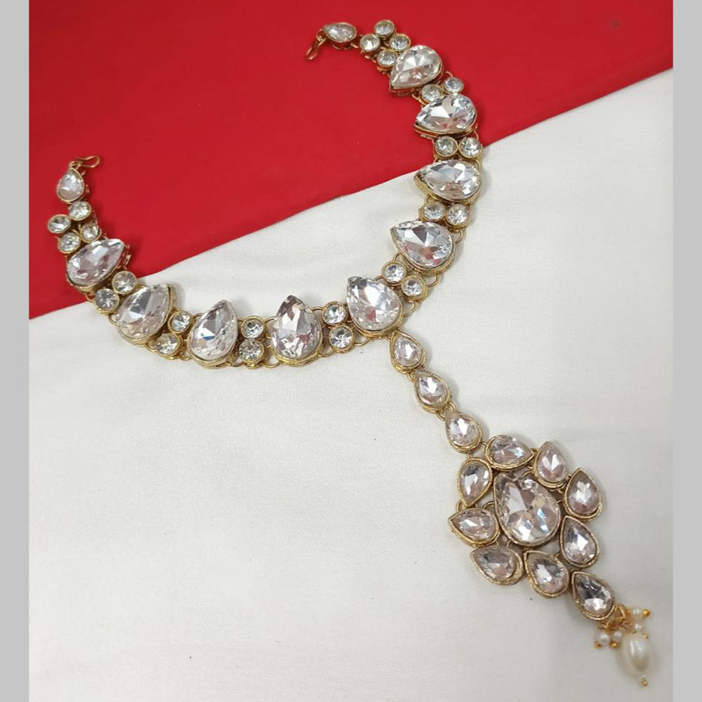 NAFJ Gold Plated Crystal Damini Maangtikka