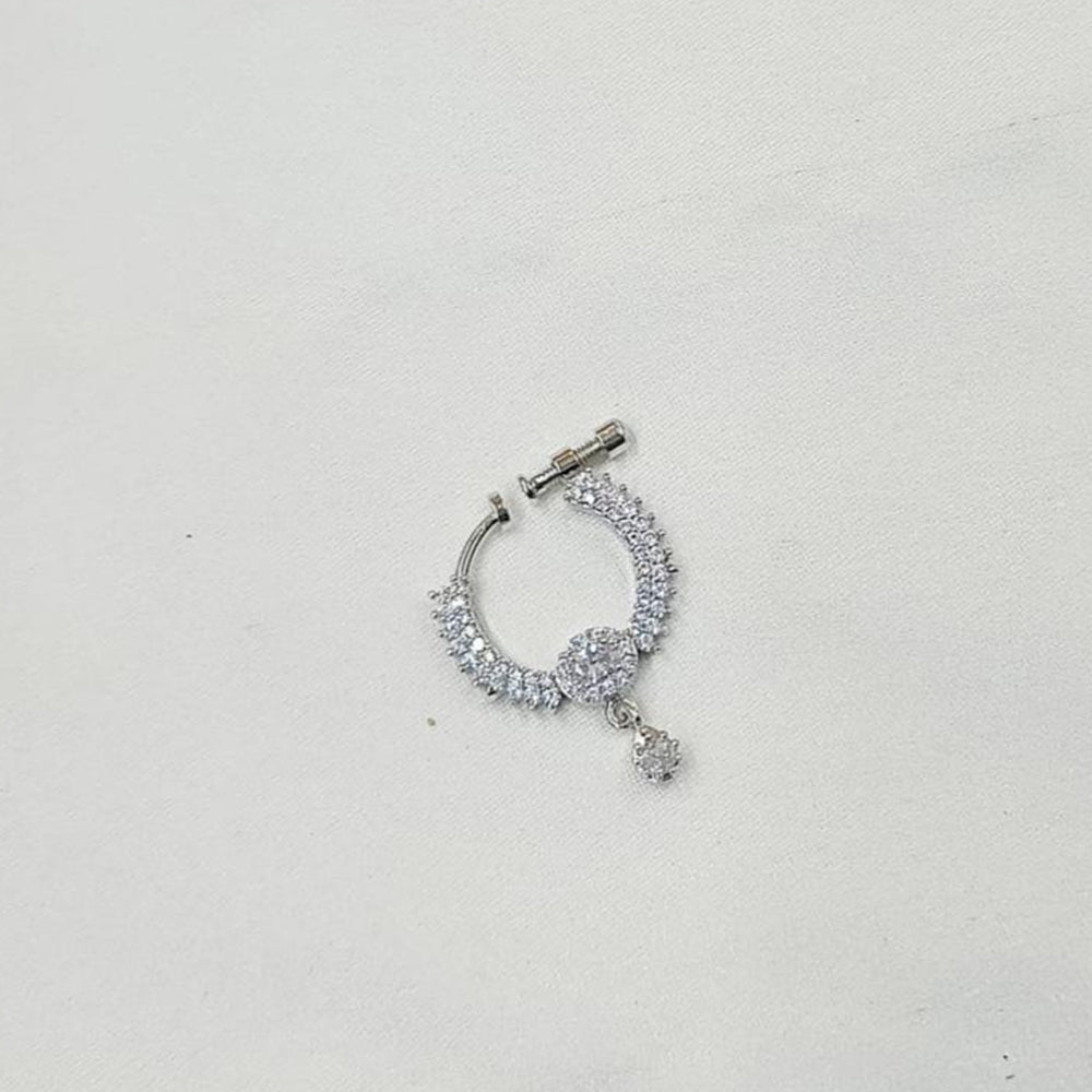 NAFJ Silver Plated Austrian Stone Nose Ring