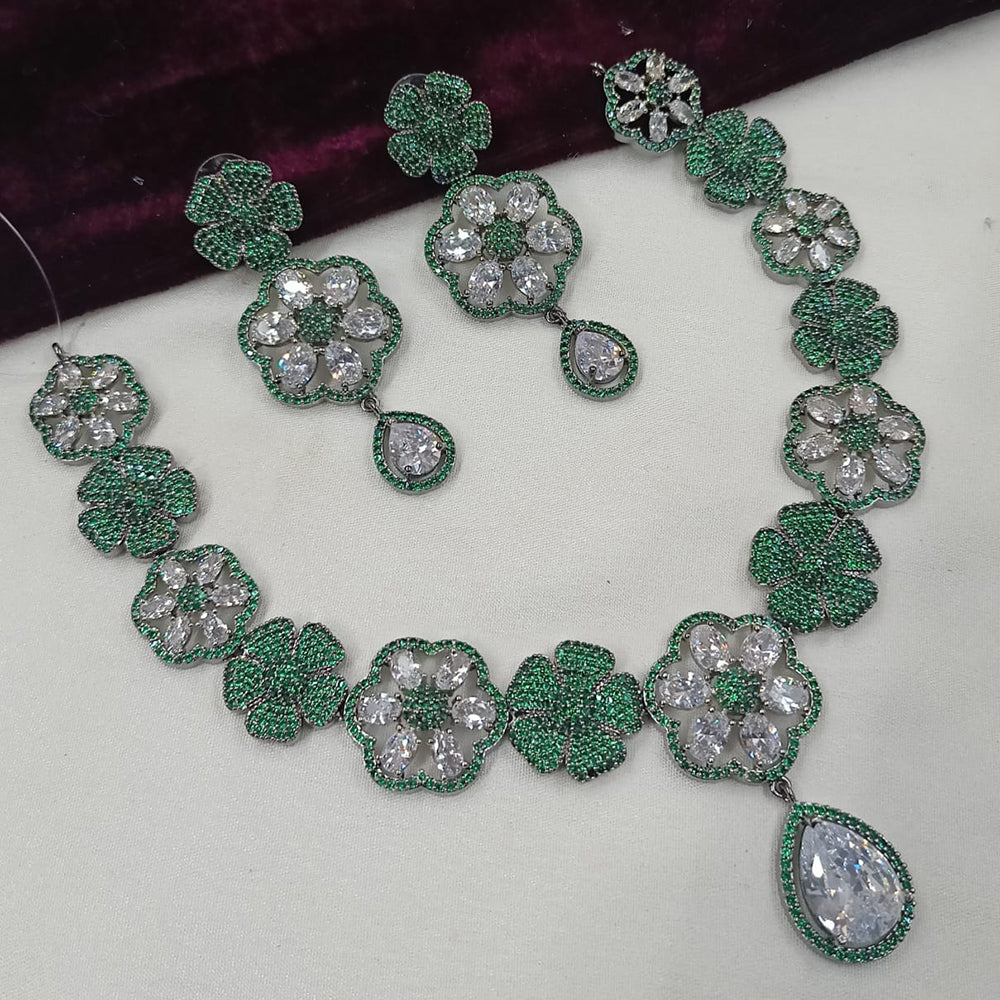 NAFJ Silver Plated American Daimonds Necklace Set