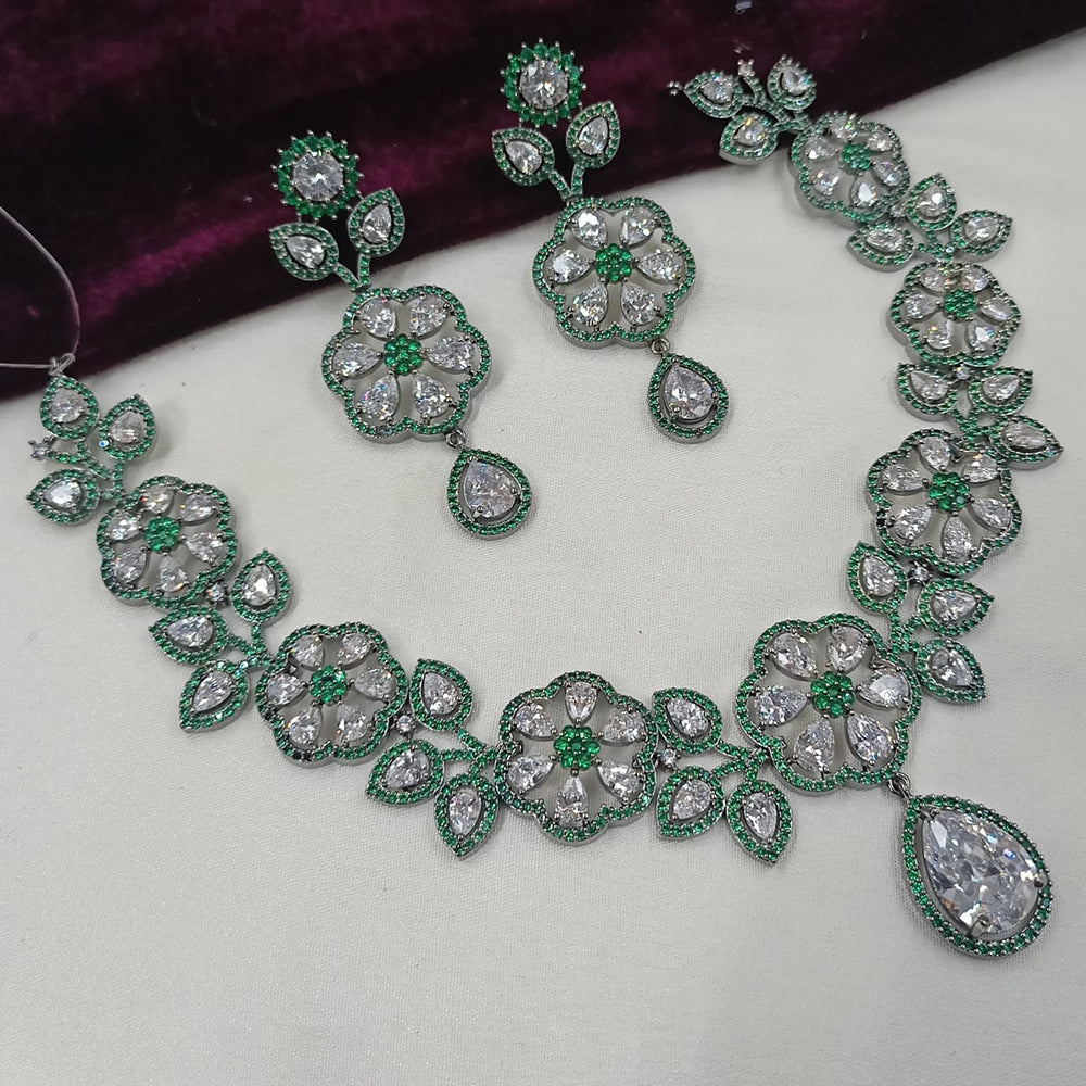 NAFJ Silver Plated American Daimonds Necklace Set