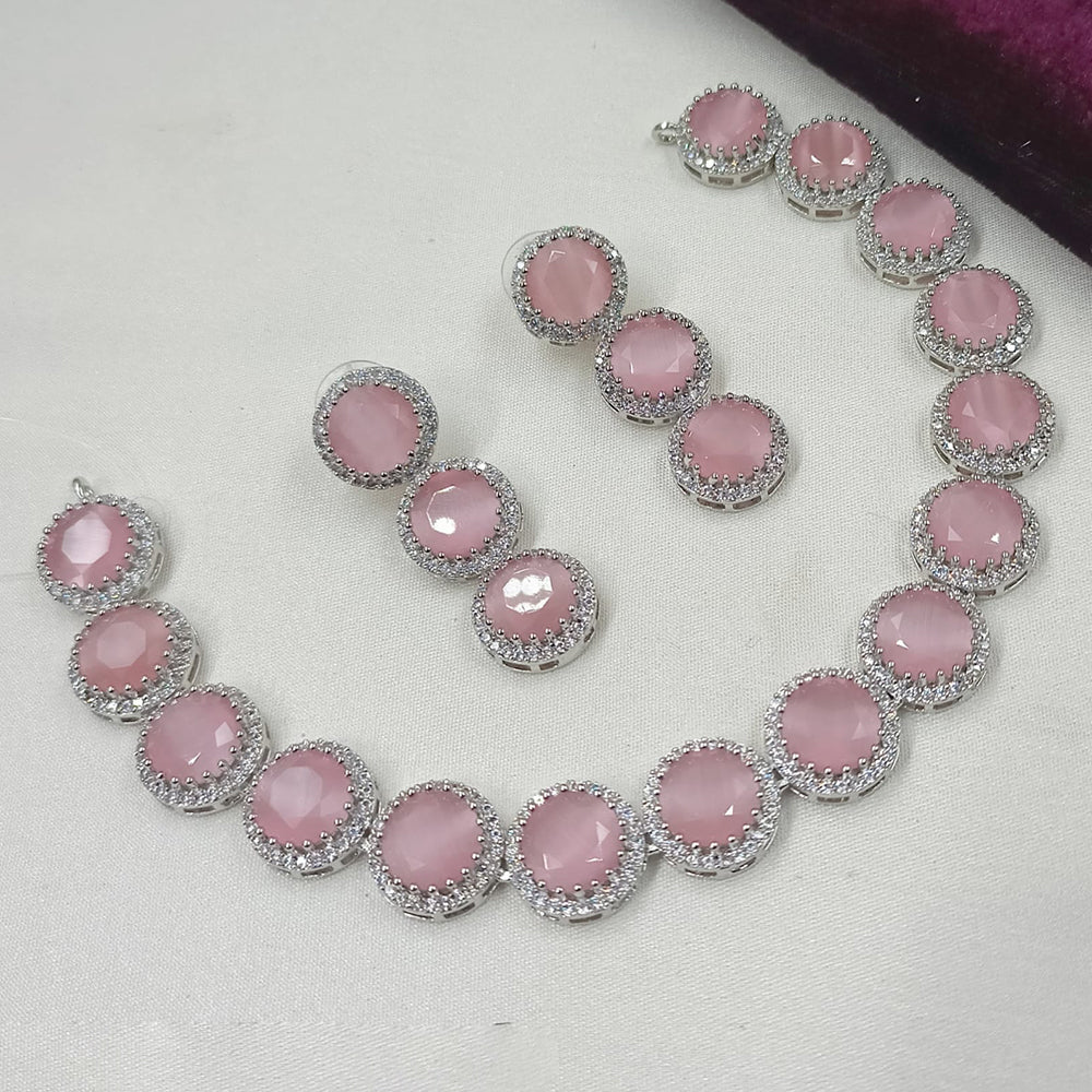 NAFJ Silver Plated American Daimonds Necklace Set