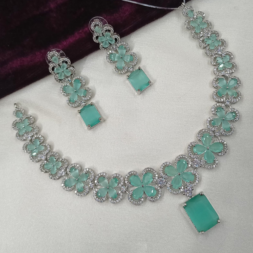 NAFJ Silver Plated American Daimonds Necklace Set