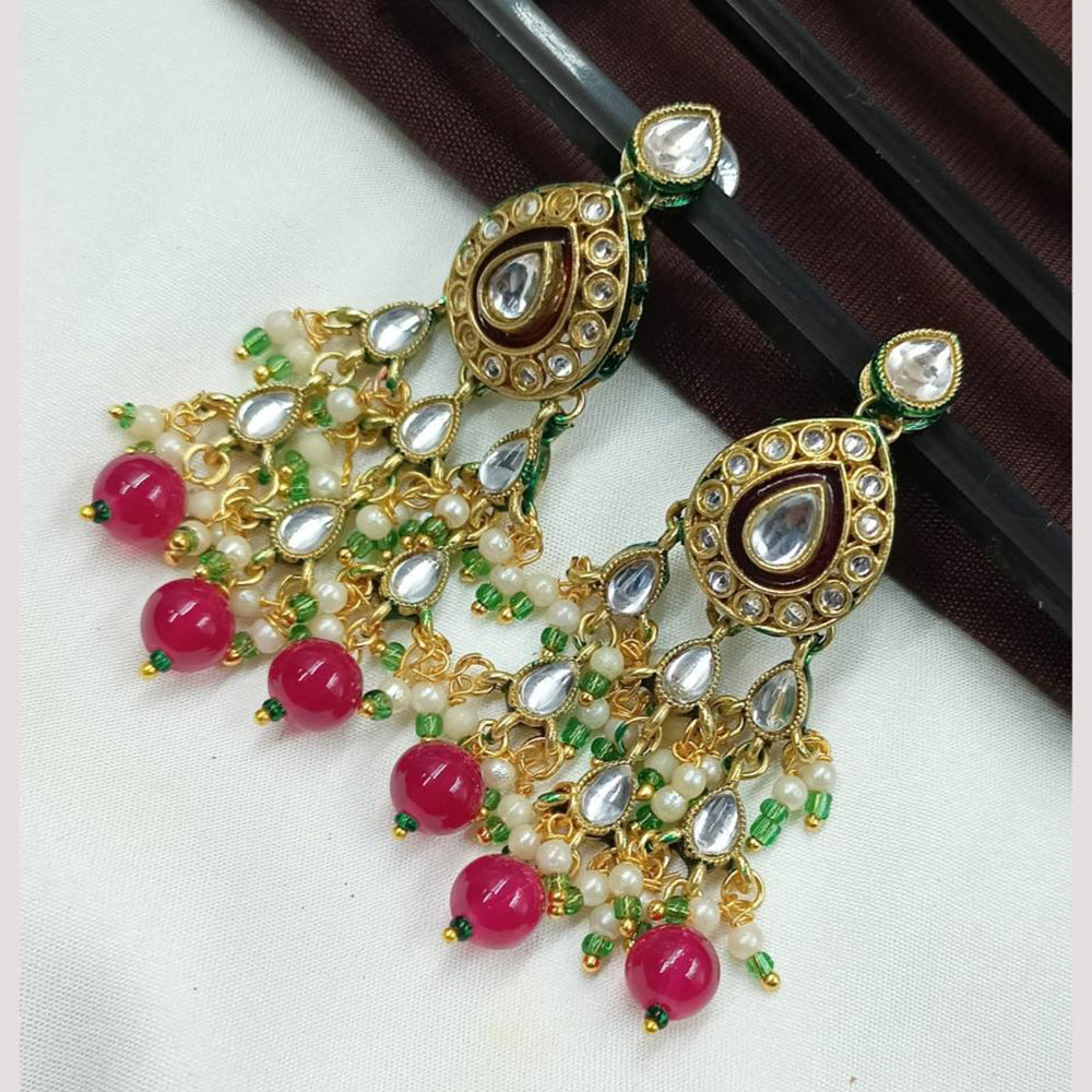 NAFJ Designer Kundan Pearl Beads Dangler Earrings for Women