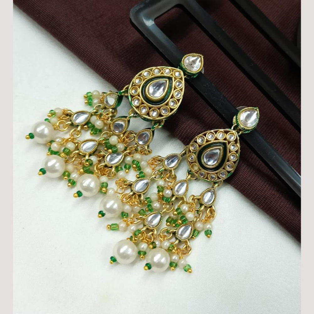 NAFJ Designer Kundan Pearl Beads Dangler Earrings for Women