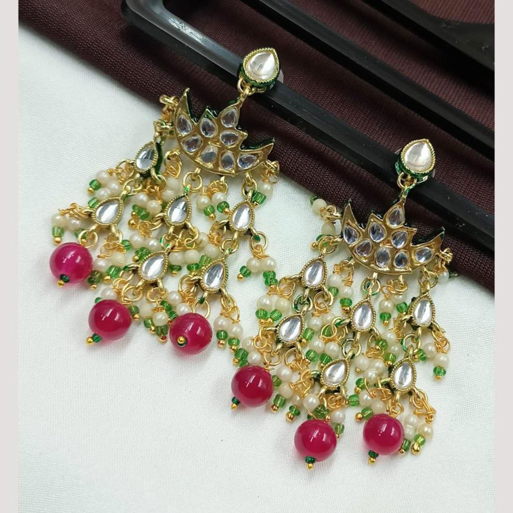 NAFJ Designer Kundan Pearl Beads Dangler Earrings for Women