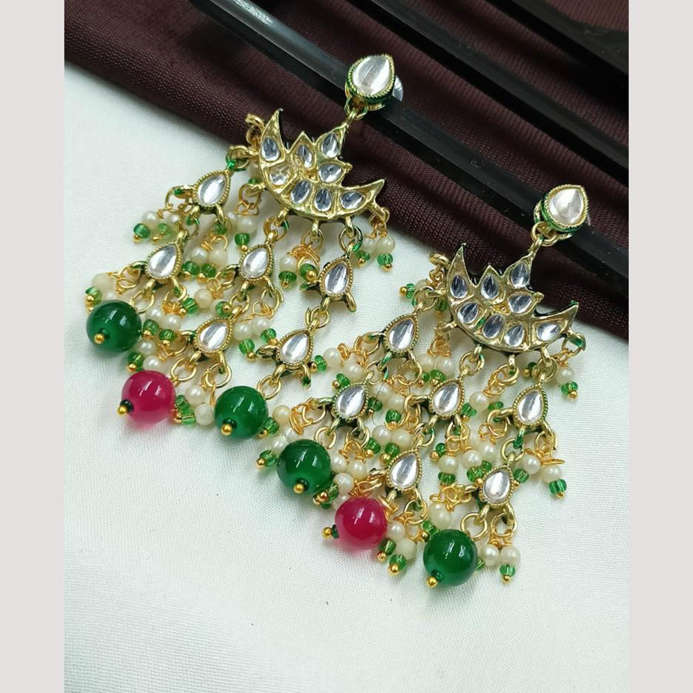 NAFJ Designer Kundan Pearl Beads Dangler Earrings for Women